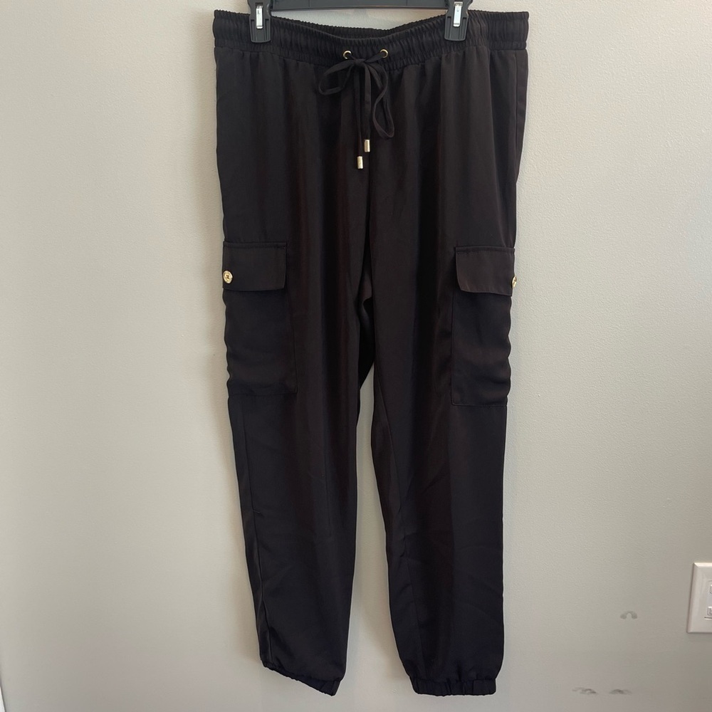 Michael by Michael Kors Cargo Pants Black Women’s L Lounge Travel Jogger pockets